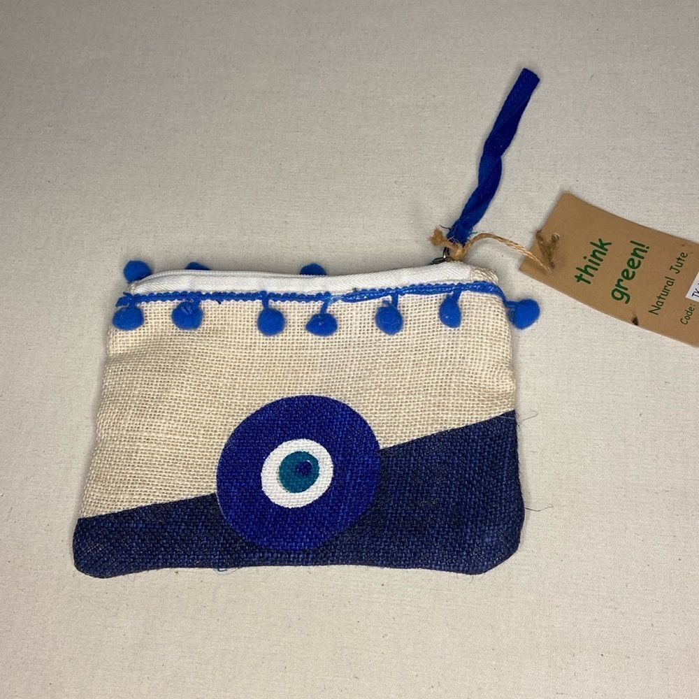 Natural Jute clutches with eye Greek design